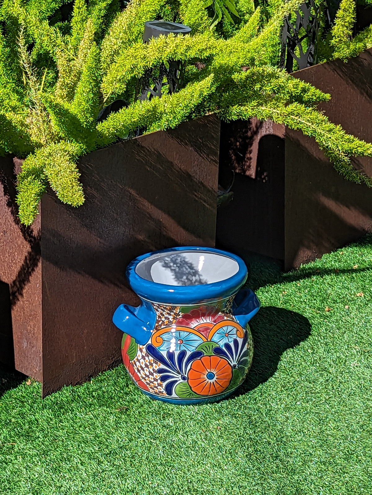 Radiant 10.5" Round Planter, Talavera Ceramic Flower Pot, Handmade Pottery, Outdoor Garden Decor, Indoor Home Decor, Unique Gift