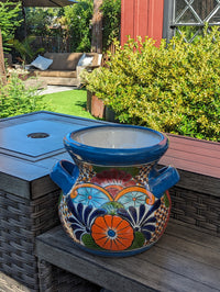 Radiant 10.5" Round Planter, Talavera Ceramic Flower Pot, Handmade Pottery, Outdoor Garden Decor, Indoor Home Decor, Unique Gift
