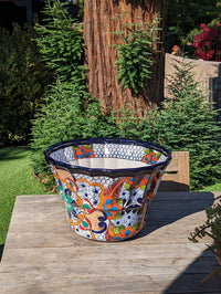 Talavera Pottery, Large Planter Pot 17" Wide, Ceramic Indoor Outdoor Flower Pot, Handmade In Mexico