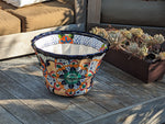 Talavera Pottery, Large Planter Pot 17" Wide, Ceramic Indoor Outdoor Flower Pot, Handmade In Mexico