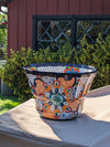 Talavera Pottery, Large Planter Pot 17" Wide, Ceramic Indoor Outdoor Flower Pot, Handmade In Mexico