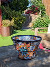 Talavera Pottery, Large Planter Pot 17" Wide, Ceramic Indoor Outdoor Flower Pot, Handmade In Mexico