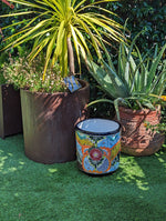 Colorful 12" Round Flower Pot, Talavera Ceramic Planter, Handmade Pottery, Outdoor Garden Decor, Indoor Home Decor, Unique Housewarming Gift