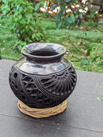 Stunning Dried Flower Vase Black Pottery Home Decor, Handmade Mexican Pottery of San Bartolo, Oaxaca, Indoor Decor, Smaller Centerpiece