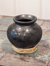 Stunning Dried Flower Vase Black Pottery Home Decor, Handmade Mexican Pottery of San Bartolo, Oaxaca, Indoor Decor, Smaller Centerpiece