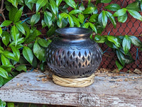 Stunning Dried Flower Vase Black Pottery Home Decor, Handmade Mexican Pottery of San Bartolo, Oaxaca, Indoor Decor, Small Centerpiece
