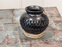 Stunning Dried Flower Vase Black Pottery Home Decor, Handmade Mexican Pottery of San Bartolo, Oaxaca, Indoor Decor, Small Centerpiece