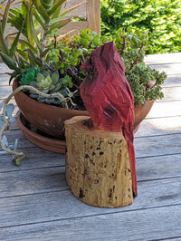 Northern Cardinal Garden Decor, Chainsaw Yard Art, Handmade Chainsaw Bird Statue
