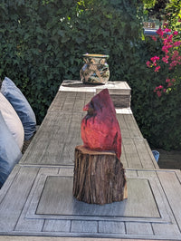 Northern Cardinal Garden Decor, Chainsaw Yard Art, Handmade Chainsaw Bird Statue