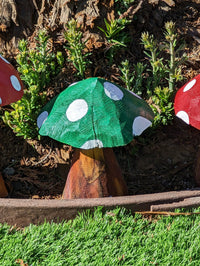Pre-Order | Toadstool Trio Garden Decor & Yard Art, Wooden Chainsaw Sculptures Unique Home Decor, Set of 3 Handmade Mushrooms, Ships 2-25