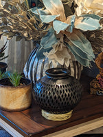 Decorative Centerpiece, Stunning Dried Flower Vase Black Pottery Home Decor, Handmade Mexican Pottery of San Bartolo, Oaxaca, Indoor Decor