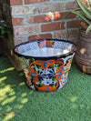 Colorful 17" Wide Margarita Planter, Large Planter Pot, Talavera Pottery, Ceramic Indoor Outdoor Flower Pot, Handmade In Mexico. Sold as is