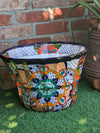 Colorful 17" Wide Margarita Planter, Large Planter Pot, Talavera Pottery, Ceramic Indoor Outdoor Flower Pot, Handmade In Mexico. Sold as is