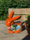 Talavera Rabbit Planter & Ceramic Plant Pot, Hand Painted Mexican Pottery good as Indoor Home Decor, Outdoor Yard Art or Garden Decor