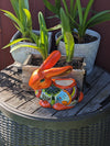 Talavera Rabbit Planter & Ceramic Plant Pot, Hand Painted Mexican Pottery good as Indoor Home Decor, Outdoor Yard Art or Garden Decor