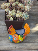 Chicken Flower Pot, Ceramic Talavera Planter, Handmade Mexican Pottery Home Decor - Indoor Planter or Outdoor Pot, Small Planter Pot