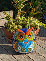 Owl Planter, Talavera Pottery, Mexican Ceramic Planter & Colorful Indoor Flower Pot or Outdoor Owl Decor, Plant Pot Home Decor, Owl Gift