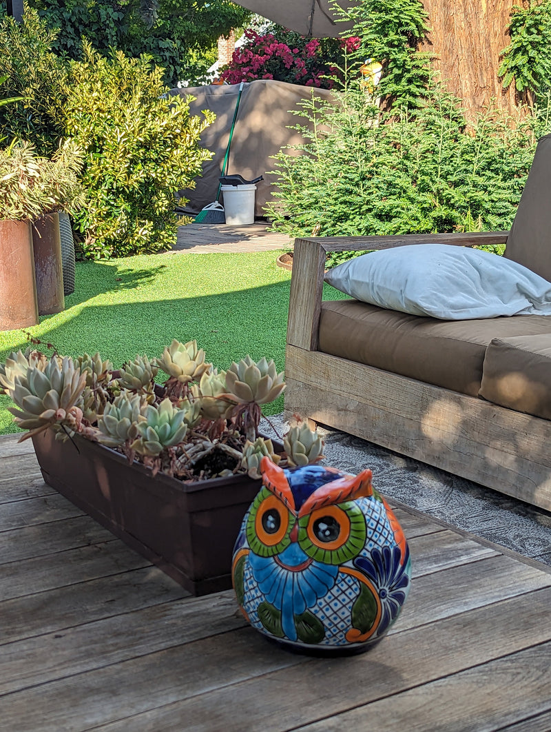 Owl Planter, Talavera Pottery, Mexican Ceramic Planter & Colorful Indoor Flower Pot or Outdoor Owl Decor, Plant Pot Home Decor, Owl Gift