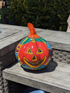 Halloween Pumpkin Decor, Jack-o-Lantern for Trick or Treat Party, Holiday Decor or Seasonal Yard Decor, Handmade Mexican Talavera Pottery