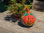 Halloween Pumpkin Decor, Jack-o-Lantern for Trick or Treat Party, Holiday Decor or Seasonal Yard Decor, Handmade Mexican Talavera Pottery