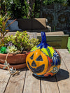 Halloween Pumpkin Decor, Jack-o-Lantern for Trick or Treat Party, Holiday Decor or Seasonal Yard Decor, Handmade Mexican Talavera Pottery