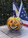 Halloween Pumpkin Decor, Jack-o-Lantern for Trick or Treat Party, Holiday Decor or Seasonal Yard Decor, Handmade Mexican Talavera Pottery