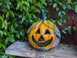 Halloween Pumpkin Decor, Jack-o-Lantern for Trick or Treat Party, Holiday Decor or Seasonal Yard Decor, Handmade Mexican Talavera Pottery