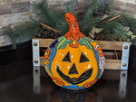 Halloween Pumpkin Decor, Jack-o-Lantern for Trick or Treat Party, Holiday Decor or Seasonal Yard Decor, Handmade Mexican Talavera Pottery