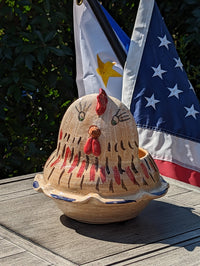 Chicken Planter, Ceramic Flower Pot, Handmade Mexican Pottery of Atzompa, Mexico for Indoor Home Decor or Yard Art Decor, Charming Plant Pot