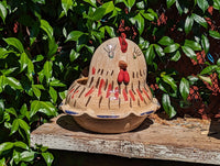 Chicken Planter, Ceramic Flower Pot, Handmade Mexican Pottery of Atzompa, Mexico for Indoor Home Decor or Yard Art Decor, Charming Plant Pot