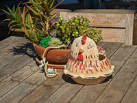 Chicken Planter, Ceramic Flower Pot, Handmade Mexican Pottery of Atzompa, Mexico for Indoor Home Decor or Yard Art Decor, Charming Plant Pot