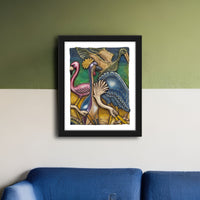Wall Decor Art Print: Wading Birds | Frameable Gallery Wall Art and Fine Art Print for Living Room Wall Decor, Mexican Art Home Decor