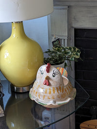 Chicken Planter, Ceramic Flower Pot, Handmade Mexican Pottery of Atzompa, Mexico for Indoor Home Decor or Yard Art Decor, Charming Plant Pot