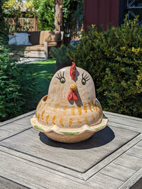 Chicken Planter, Ceramic Flower Pot, Handmade Mexican Pottery of Atzompa, Mexico for Indoor Home Decor or Yard Art Decor, Charming Plant Pot