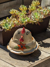 Chicken Planter, Ceramic Flower Pot, Handmade Mexican Pottery of Atzompa, Mexico for Indoor Home Decor or Yard Art Decor, Charming Plant Pot