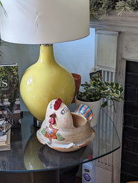 Chicken Planter, Ceramic Flower Pot, Handmade Mexican Pottery of Atzompa, Mexico for Indoor Home Decor or Yard Art Decor, Charming Plant Pot