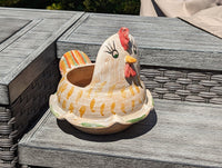 Chicken Planter, Ceramic Flower Pot, Handmade Mexican Pottery of Atzompa, Mexico for Indoor Home Decor or Yard Art Decor, Charming Plant Pot