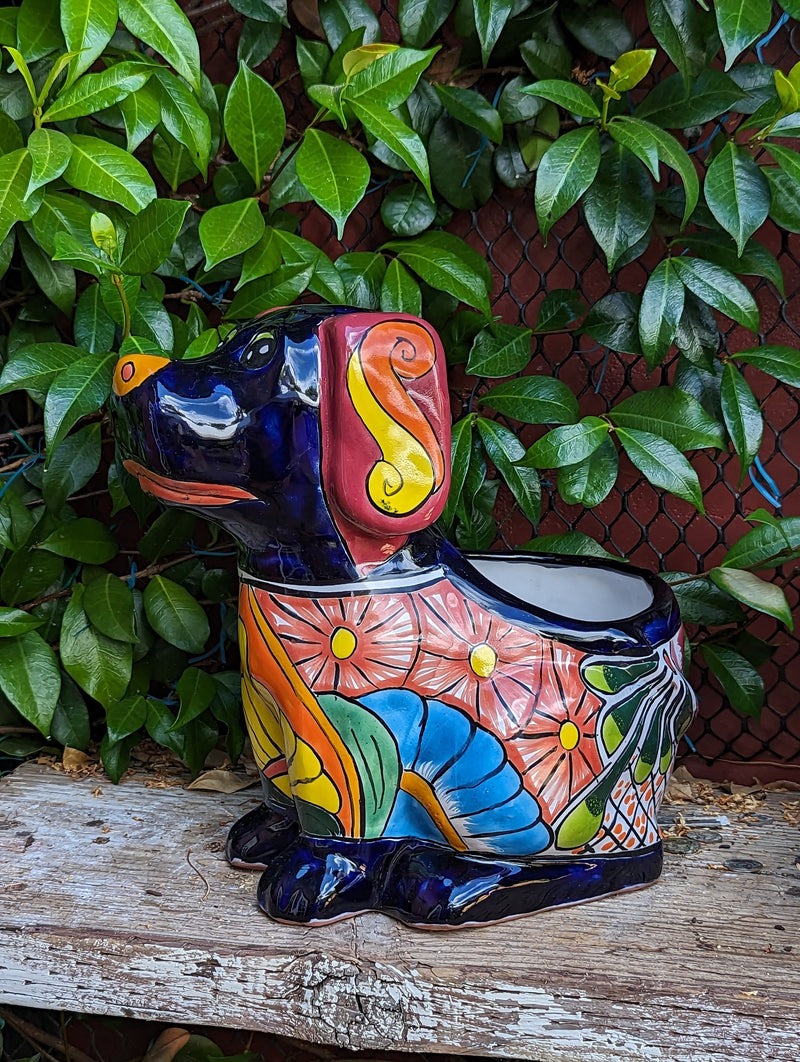 Cute Dog Flower Pot, Talavera Planter, Dog Decor, Flower Pots Outdoor, Dog Decorations, Handmade Mexican Talavera Pottery, Cute Dog Gifts