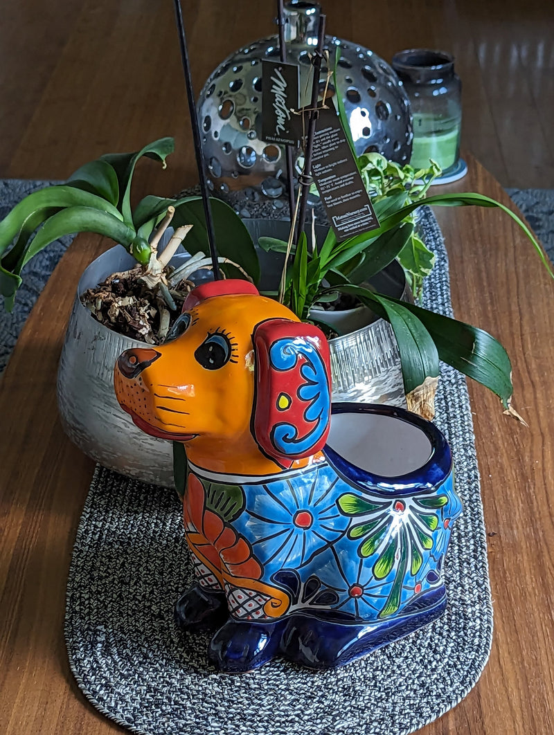 Cute Dog Flower Pot, Talavera Planter, Dog Decor, Flower Pots Outdoor, Dog Decorations, Handmade Mexican Talavera Pottery, Cute Dog Gifts