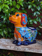 Cute Dog Flower Pot, Talavera Planter, Dog Decor, Flower Pots Outdoor, Dog Decorations, Handmade Mexican Talavera Pottery, Cute Dog Gifts