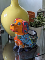 Cute Dog Flower Pot, Talavera Planter, Dog Decor, Flower Pots Outdoor, Dog Decorations, Handmade Mexican Talavera Pottery, Cute Dog Gifts