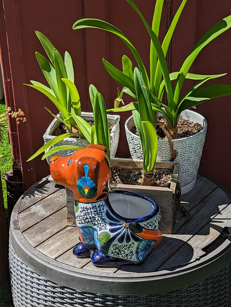 Cute Dog Flower Pot, Talavera Planter, Dog Decor, Flower Pots Outdoor, Dog Decorations, Handmade Mexican Talavera Pottery, Cute Dog Gifts