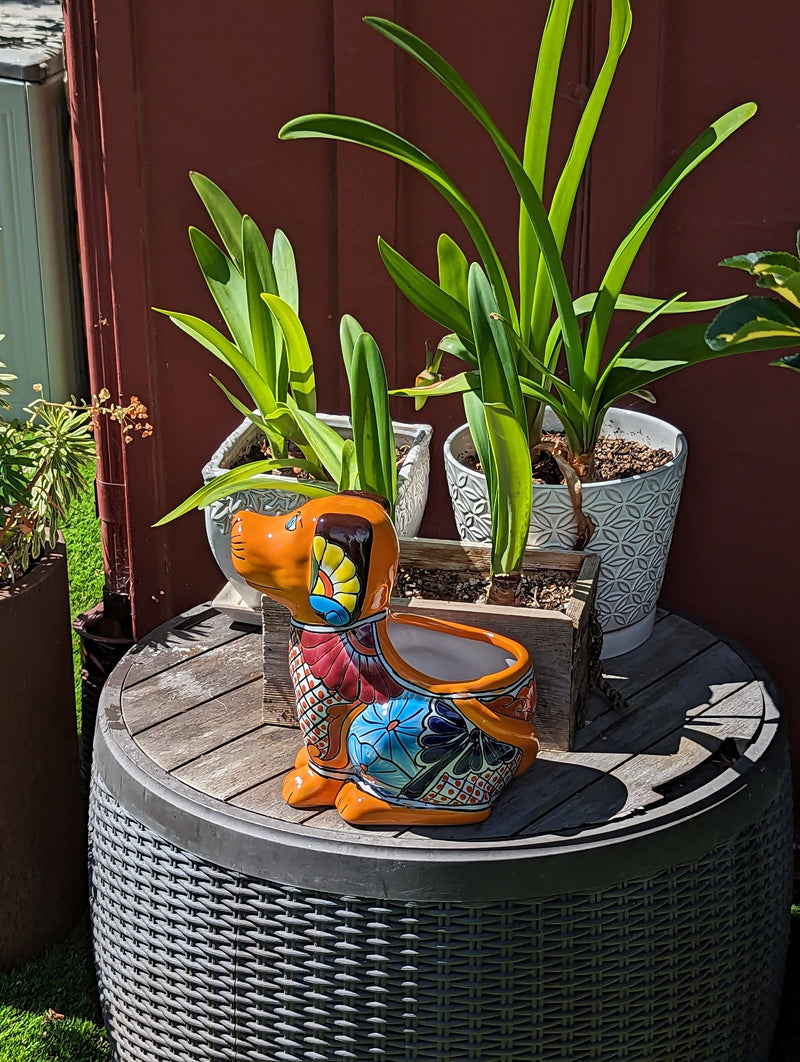 Cute Dog Flower Pot, Talavera Planter, Dog Decor, Flower Pots Outdoor, Dog Decorations, Handmade Mexican Talavera Pottery, Cute Dog Gifts