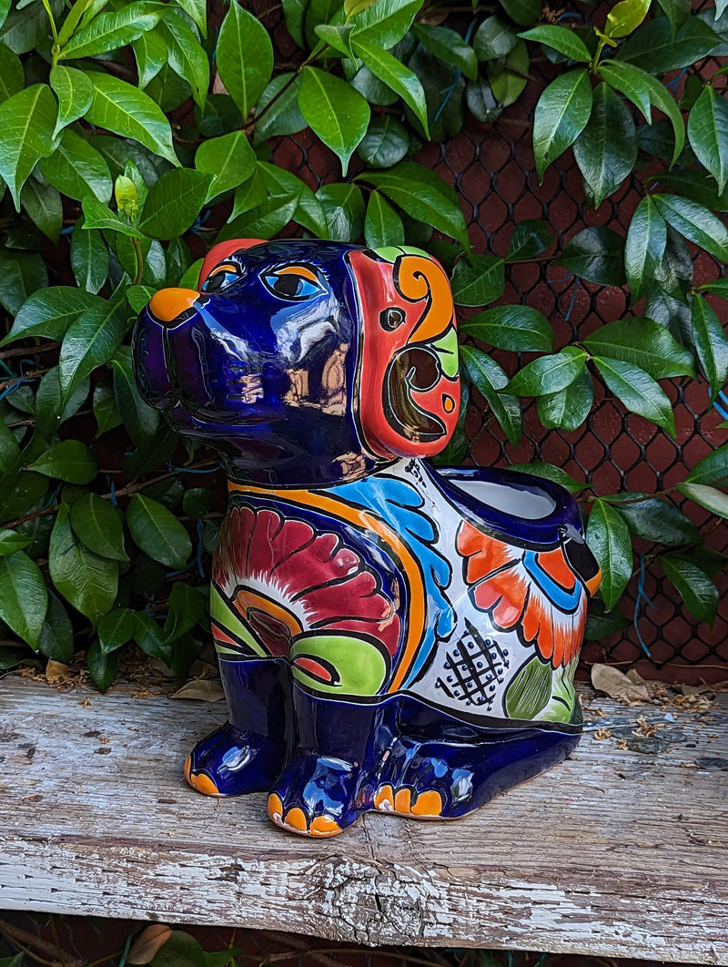 Cute Dog Flower Pot, Talavera Planter, Dog Decor, Flower Pots Outdoor, Dog Decorations, Handmade Mexican Talavera Pottery, Cute Dog Gifts