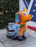 Cute Dog Flower Pot, Talavera Planter, Dog Decor, Flower Pots Outdoor, Dog Decorations, Handmade Mexican Talavera Pottery, Cute Dog Gifts