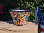 Talavera Pottery, Large Planter Pot 17" Wide, Ceramic Indoor Outdoor Flower Pot, Handmade In Mexico