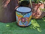 Colorful 12" Round Flower Pot, Talavera Ceramic Planter, Handmade Pottery, Outdoor Garden Decor, Indoor Home Decor, Unique Housewarming Gift