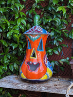 Halloween Pumpkin Decor, Talavera Pottery, Jack-o-Lantern Home Decoration, Handmade Mexican Art for Outdoor Patio Decor or Trick or Treat