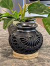 Stunning Dried Flower Vase Black Pottery Home Decor, Handmade Mexican Pottery of San Bartolo, Oaxaca, Indoor Decor, Smaller Centerpiece