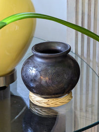 Stunning Dried Flower Vase Black Pottery Home Decor, Handmade Mexican Pottery of San Bartolo, Oaxaca, Indoor Decor, Smaller Centerpiece